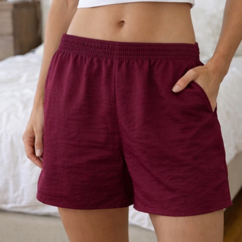 House Of Harlow Pull on Elastic Micro Red Shorts